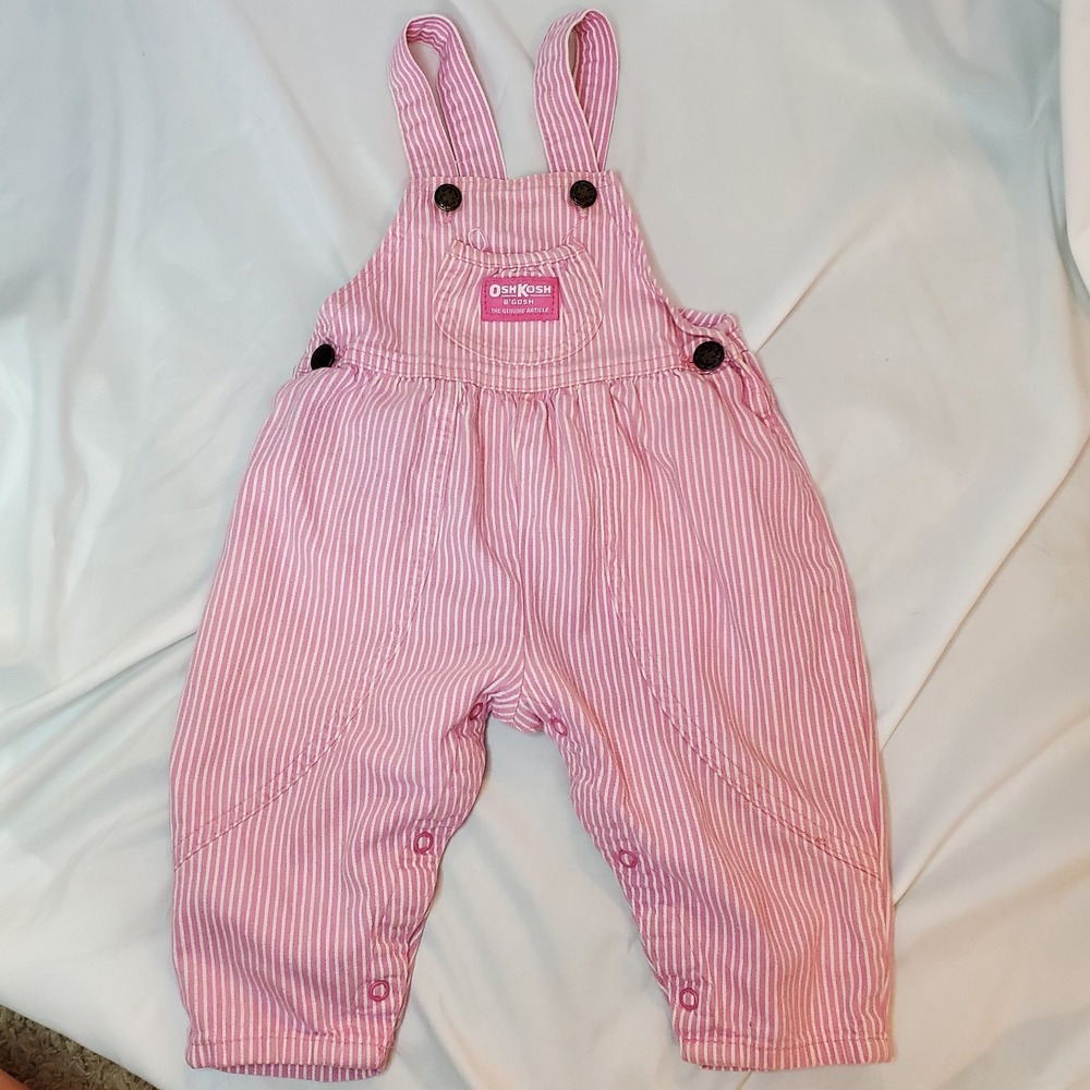 OshKosh B'gosh Pink & White Stripe Overalls